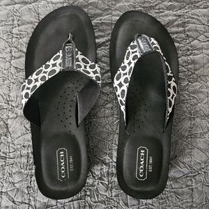 Coach Monogram Black and White Sandals